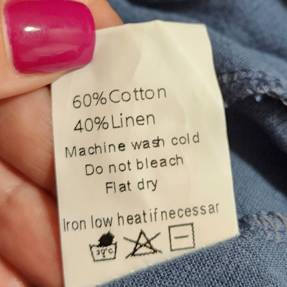 Ninexis blue wide leg pull on linen palazzo pants Women's size medium NWT - Picture 10 of 11